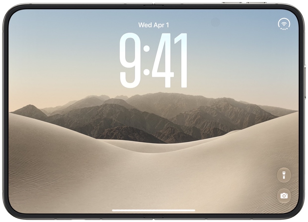 iPhone Duo open, showing its 7.6-inch inner display